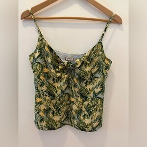 Aritzia Sunday Best Safari Floral Tie Front Cami Crepe Tank Top Adjustable Strap